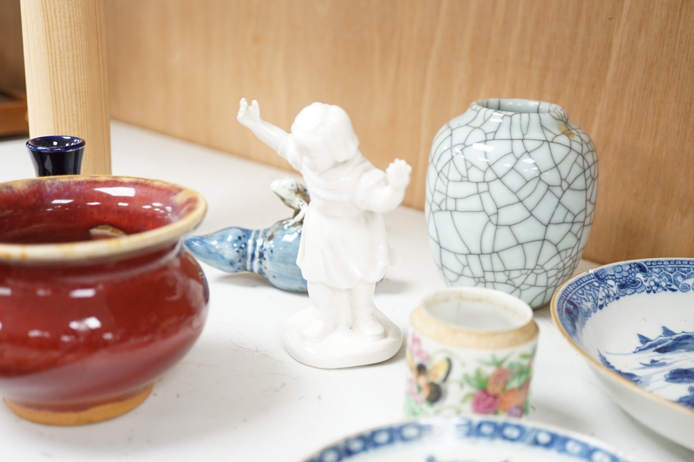 A group of Chinese and Japanese ceramics. Tallest 18cm